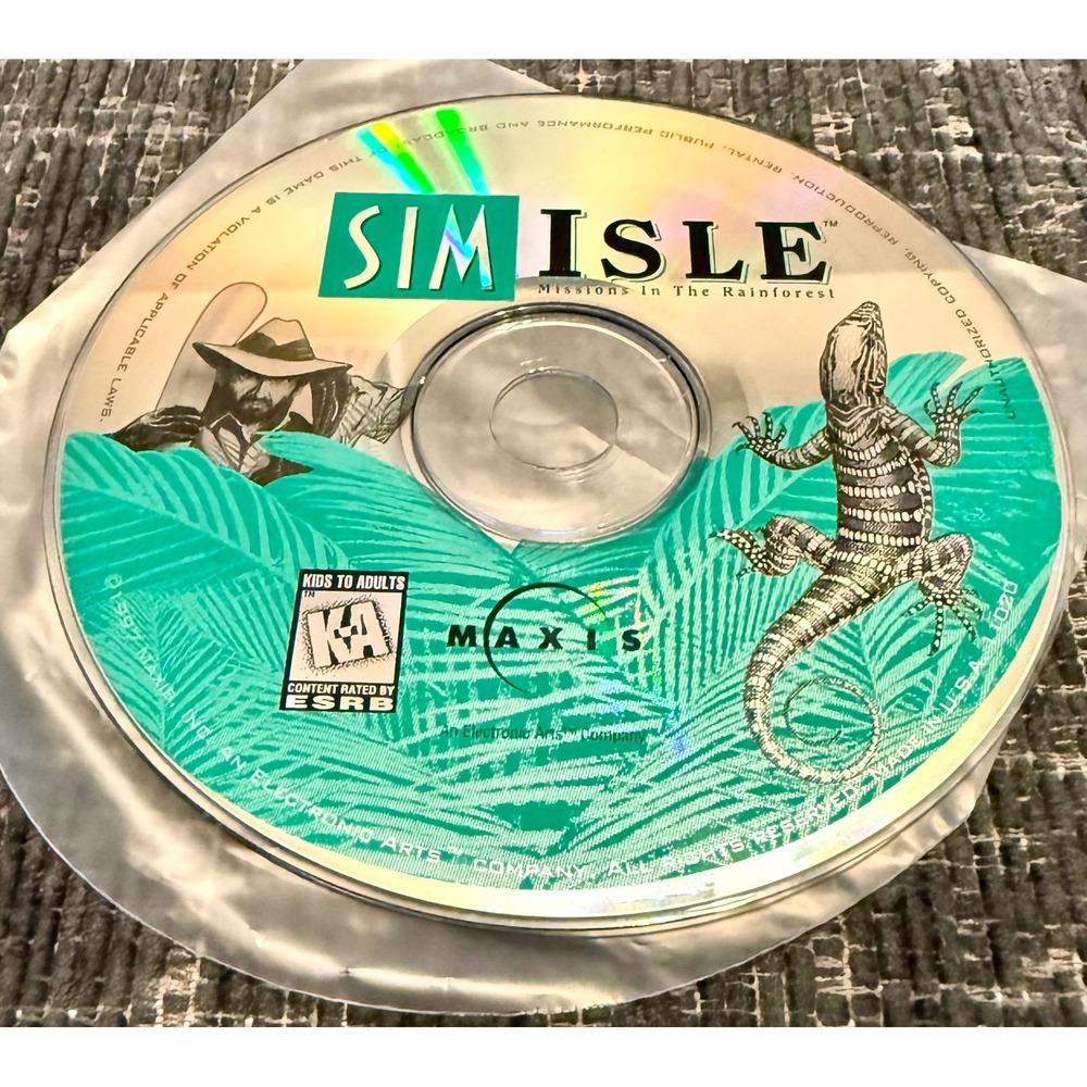 Maxis SimIsle Missions In The Rainforest PC CD-ROM Silver Good Retro Sim Game